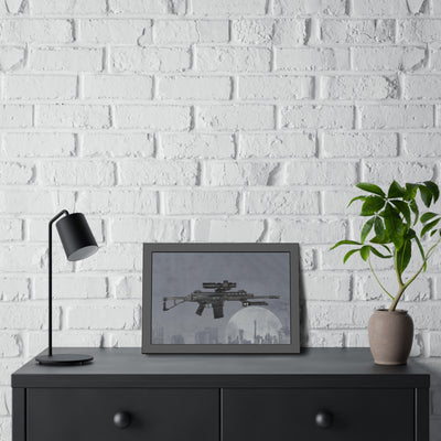 The Urban Sniper Painting - Grey Background - Black Frame - Value Collection