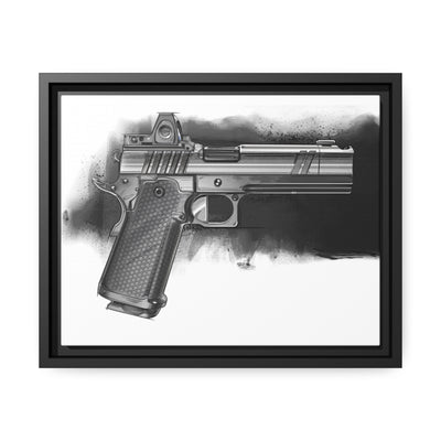 2011 Black & White Pistol Painting - Black Framed Wrapped Canvas - Value Collection