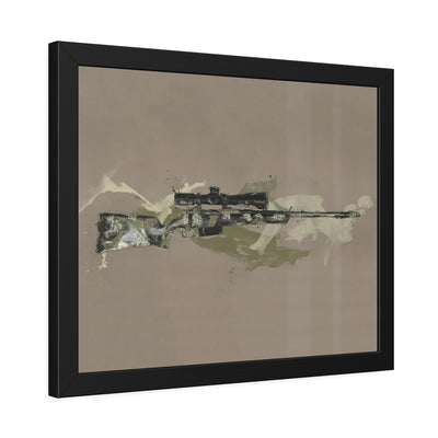 The Harvester - Long Range Hunting Rifle Painting (Minimal) - Black Frame - Value Collection