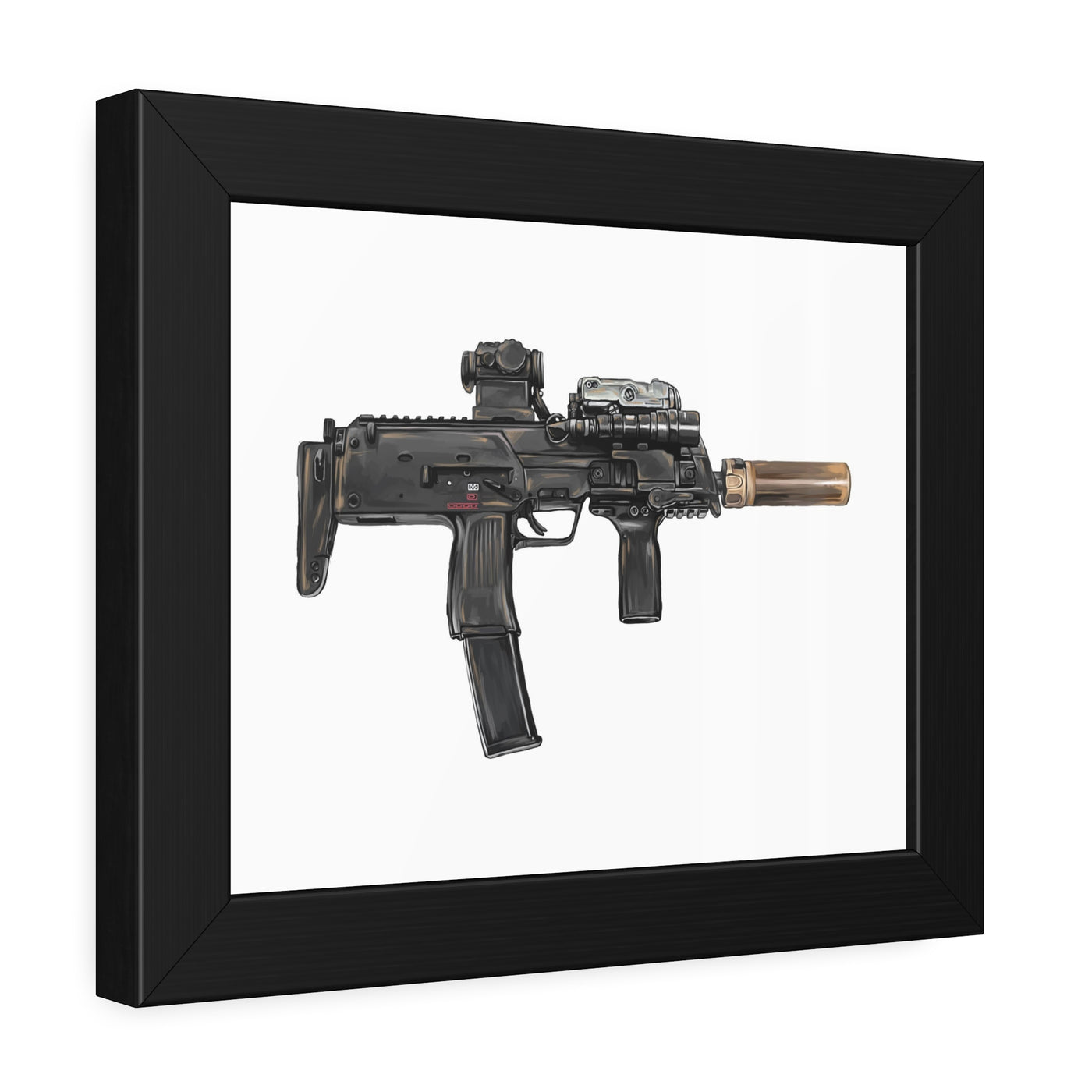 German 4.6x30mm Sub Machine Gun Painting - Just The Piece - Black Frame - Value Collection