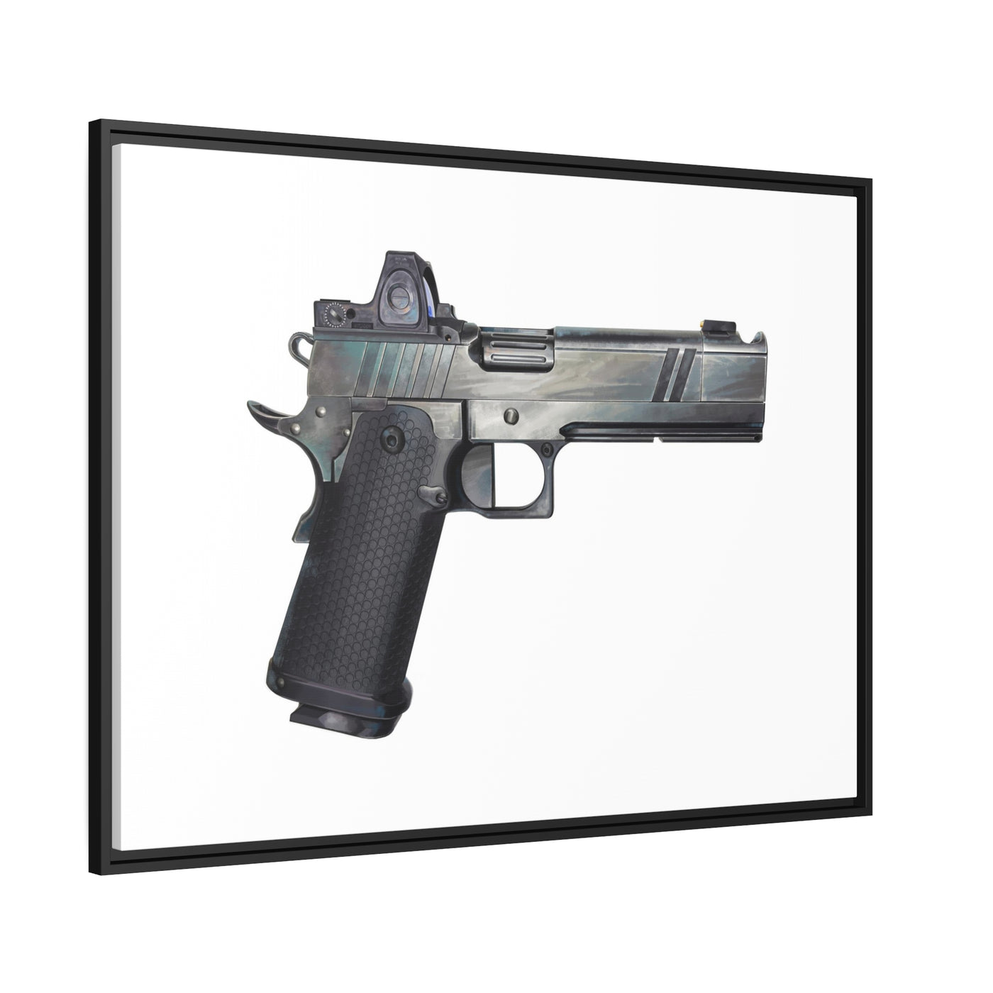 2011 Bravo - Pistol Painting - Just The Piece - Black Framed Wrapped Canvas - Value Collection