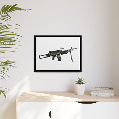 Belt-Fed 5.56x45mm Light Machine Gun Painting - Just The Piece - Black Framed Wrapped Canvas - Value Collection