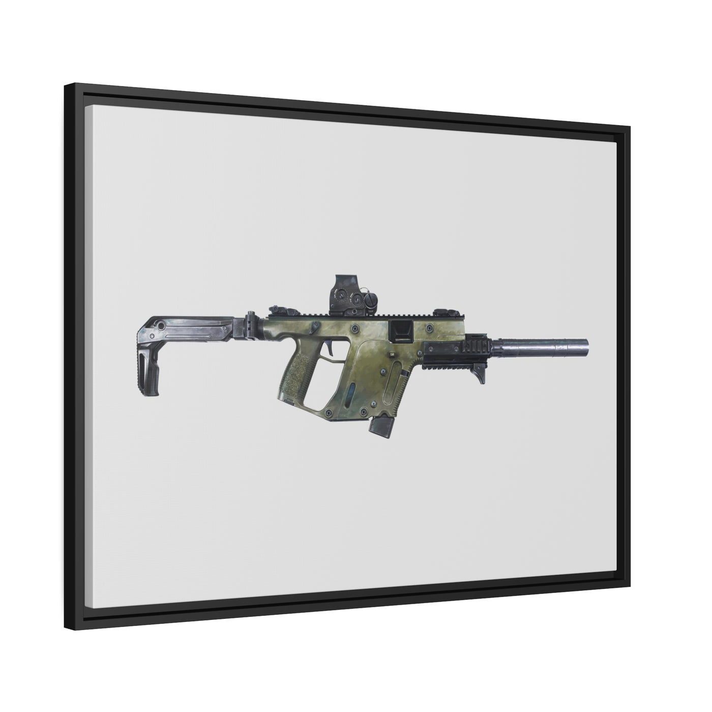 The Vindicator - Suppressed SMG Painting - Just The Piece - Black Framed Wrapped Canvas - Value Collection