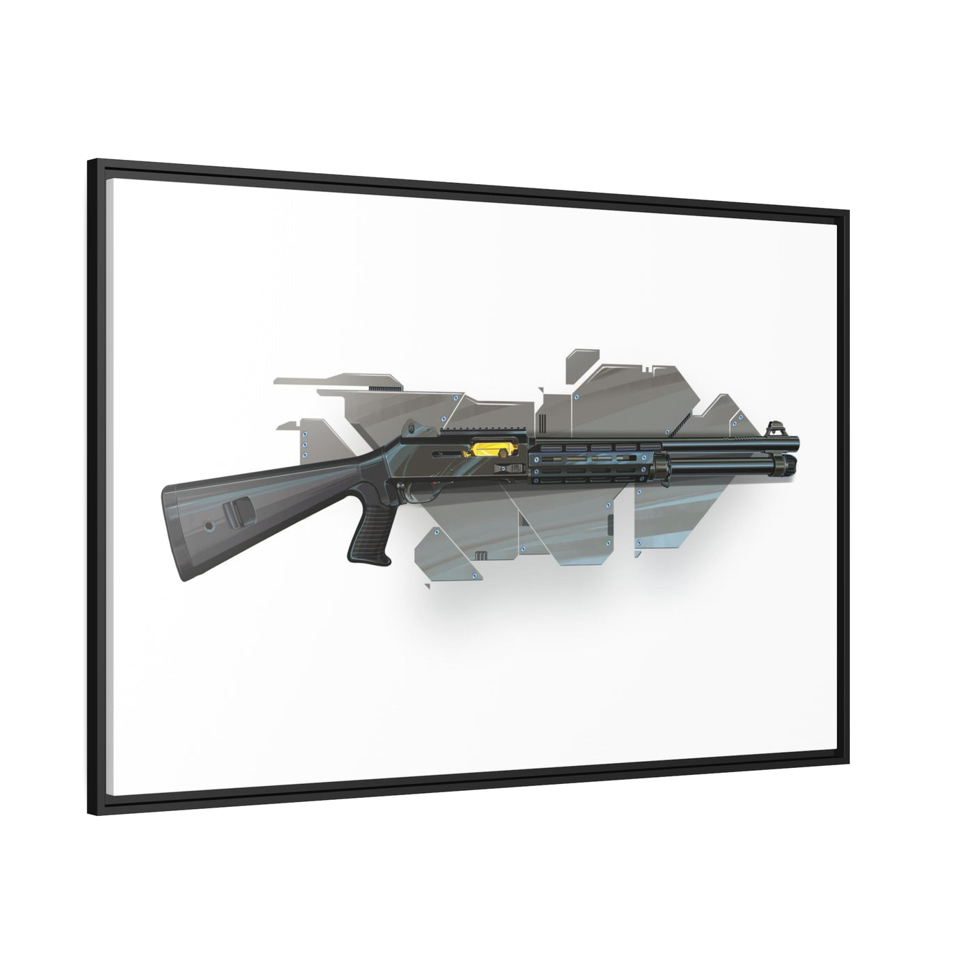 Special Ops Shotgun 12 Gauge Painting - Black Framed Wrapped Canvas - Value Collection