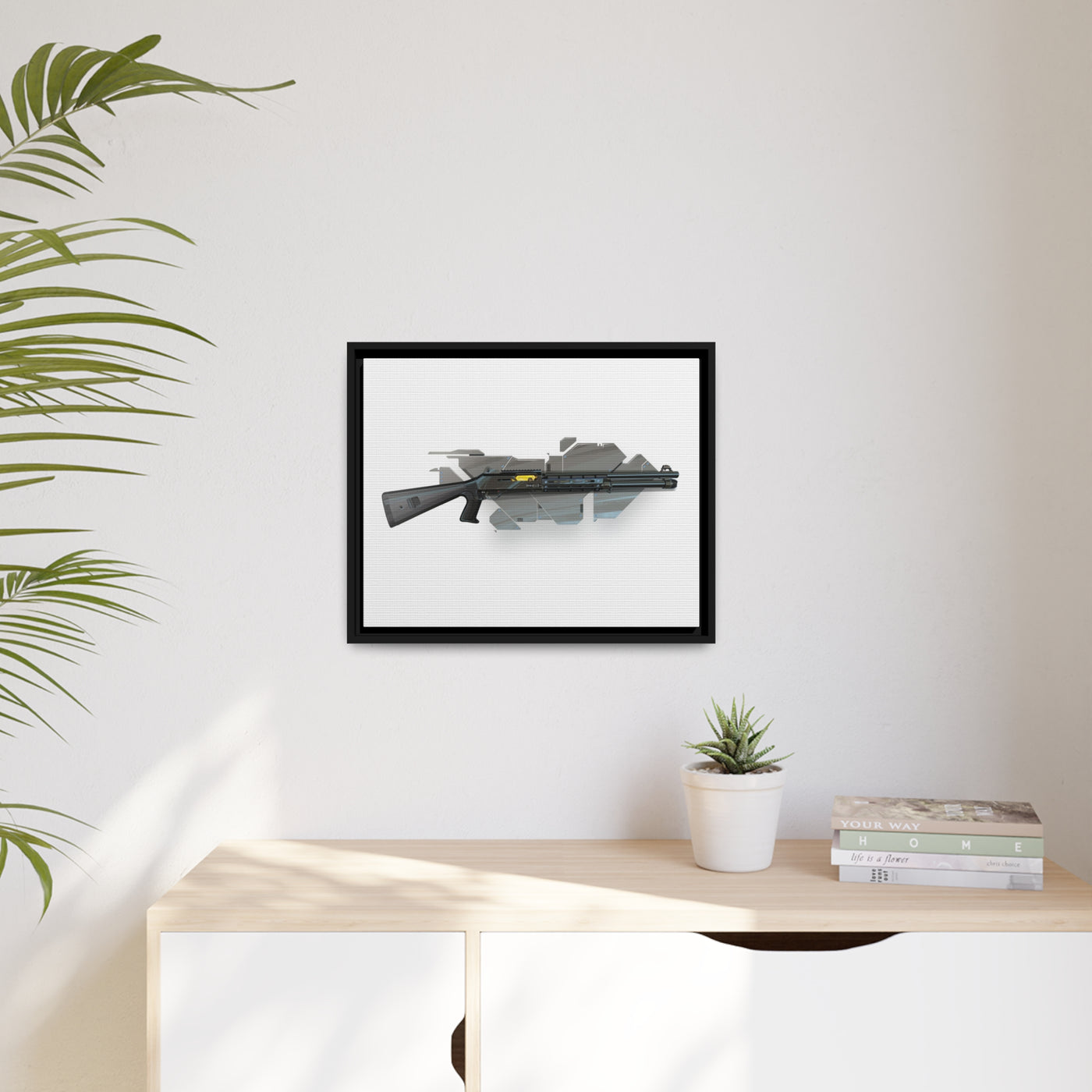 Special Ops Shotgun 12 Gauge Painting - Black Framed Wrapped Canvas - Value Collection