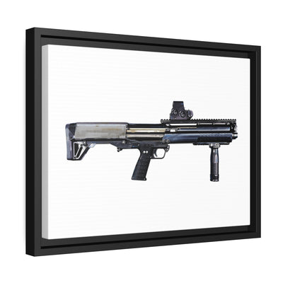 Tactical Bullpup Shotgun Painting - Just The Piece - Black Framed Wrapped Canvas - Value Collection