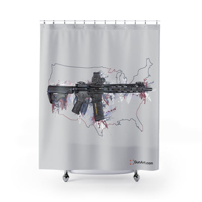 Defending Freedom - United States - AR-15 State Shower Curtains - Colored State