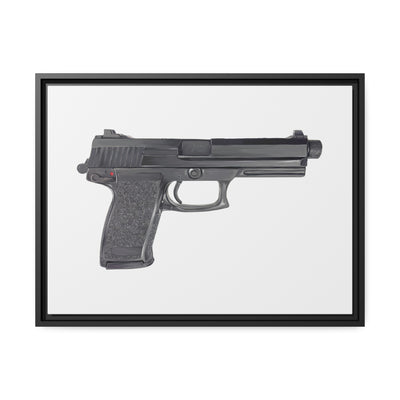 Tactical .45 ACP Poly Pistol Painting - Just The Piece - Black Framed Wrapped Canvas - Value Collection