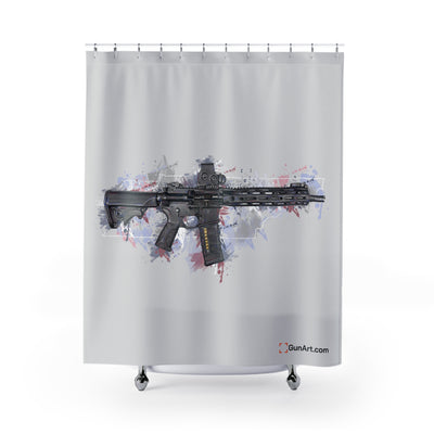Defending Freedom - Tennessee - AR-15 State Shower Curtains - White State