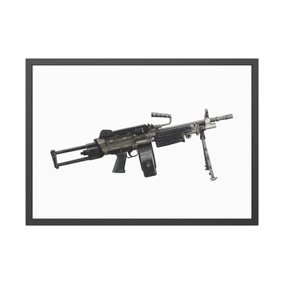 Belt-Fed 5.56x45mm Light Machine Gun Painting - Just The Piece - Black Frame - Value Collection