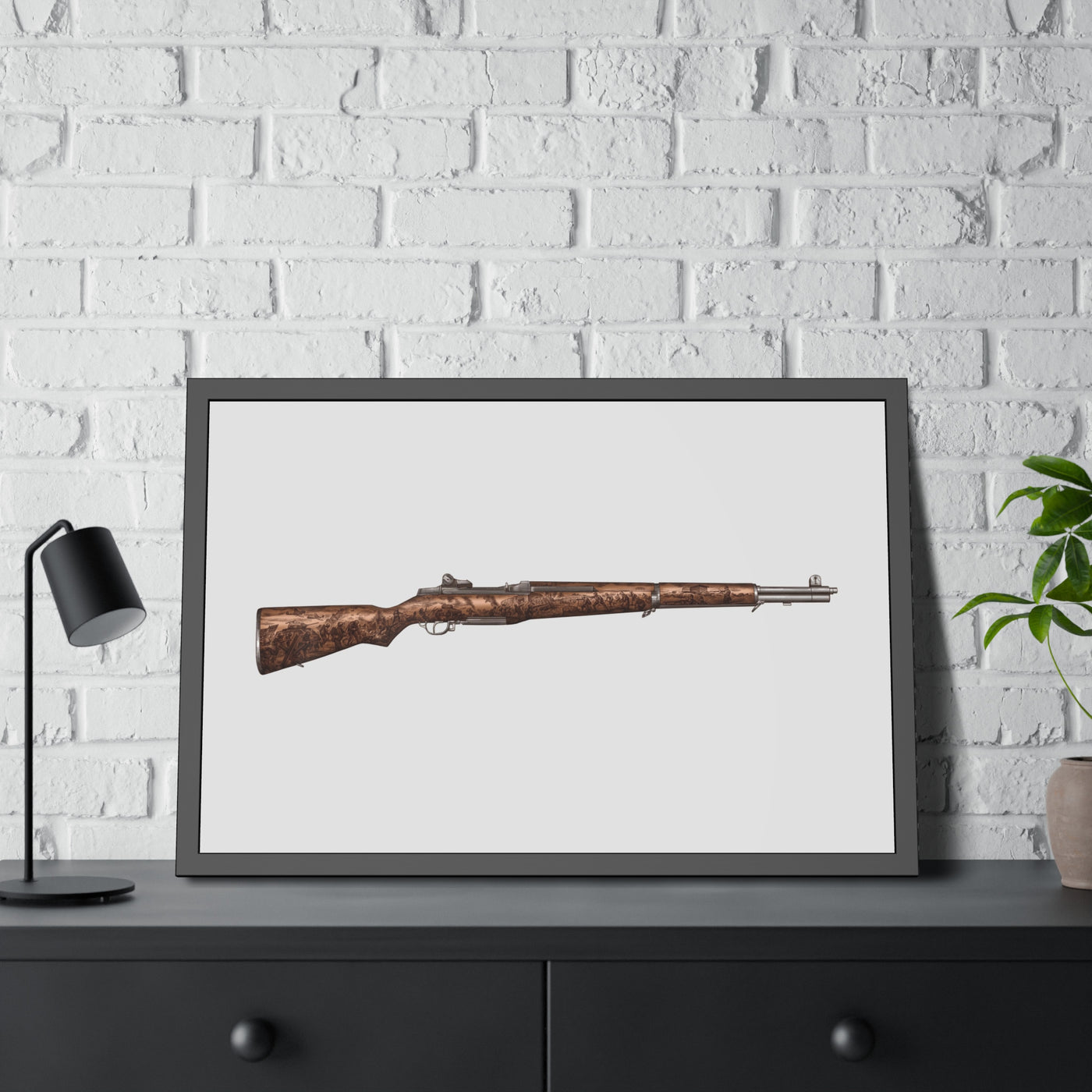 Honoring The Brave / M1 Garand / World War II D-Day Painting - Just The Piece - Black Frame - Value Collection