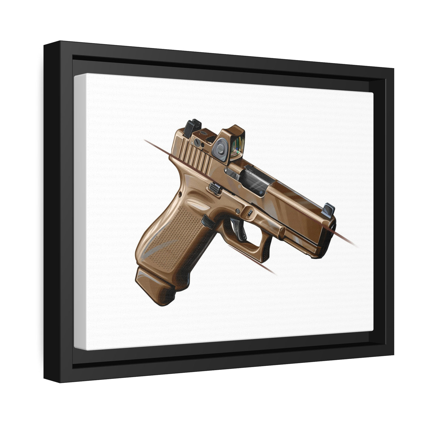 The Last Resort - OG Tan Poly Pistol Painting - Just The Piece - Black Framed Wrapped Canvas - Value Collection