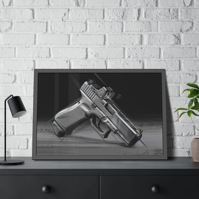 The Last Resort - OG Grey Poly Pistol Painting - Black Frame -Value Collection