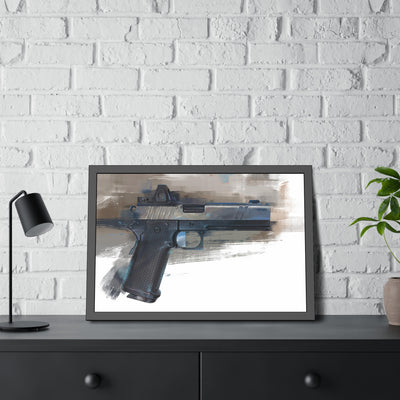 2011 Charlie - Pistol Painting - Brown Background - Black Frame - Value Collection