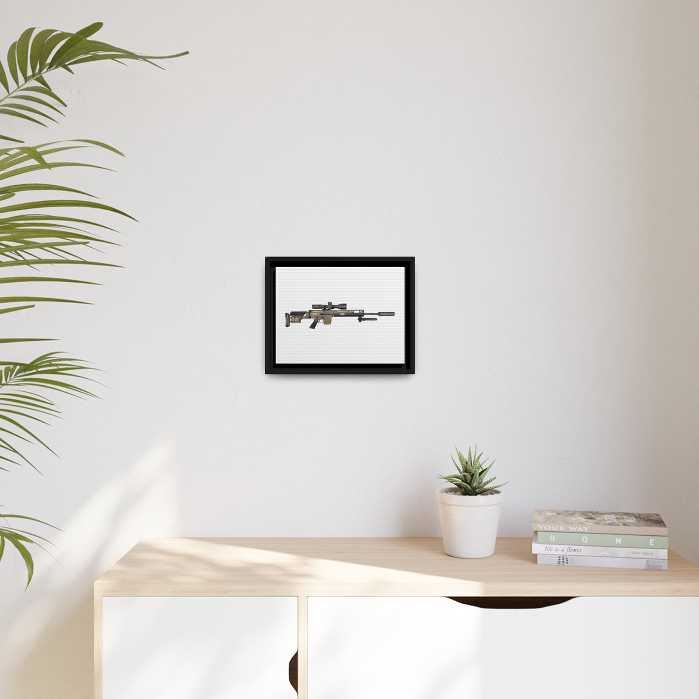 Socom Sniper Rifle Painting - Just The Piece - Black Framed Wrapped Canvas - Value Collection