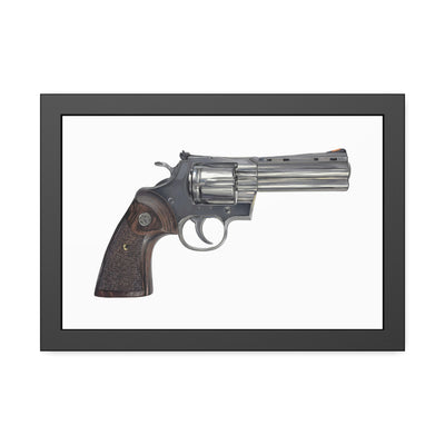 Wood & Stainless .357 Magnum Revolver Painting - Just The Piece - Black Frame - Value Collection