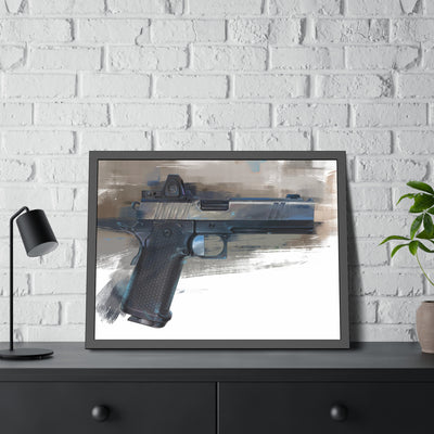 2011 Charlie - Pistol Painting - Brown Background - Black Frame - Value Collection