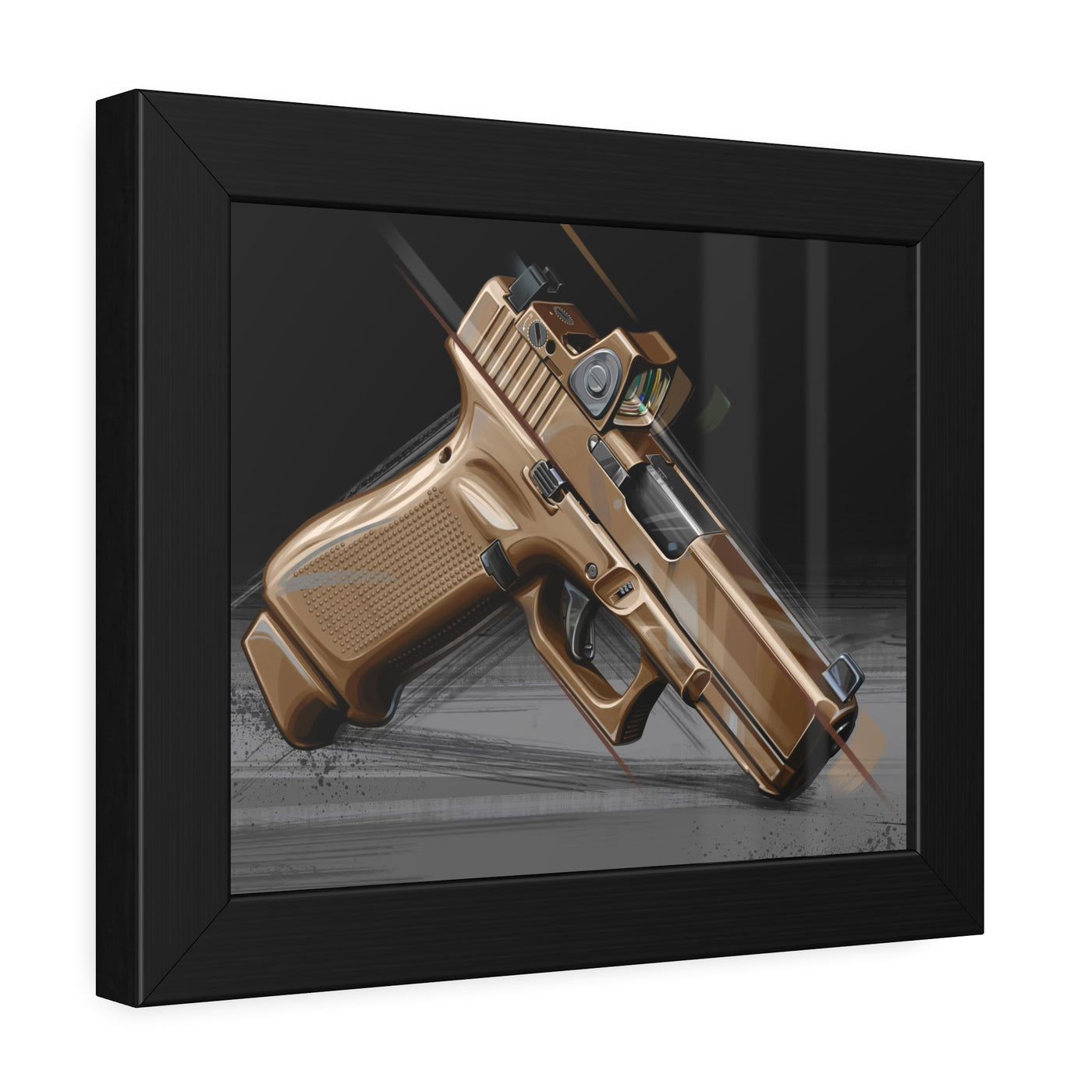 The Last Resort - OG Tan Poly Pistol Painting - Black Frame - Value Collection