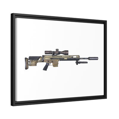 Socom Sniper Rifle Painting - Just The Piece - Black Framed Wrapped Canvas - Value Collection