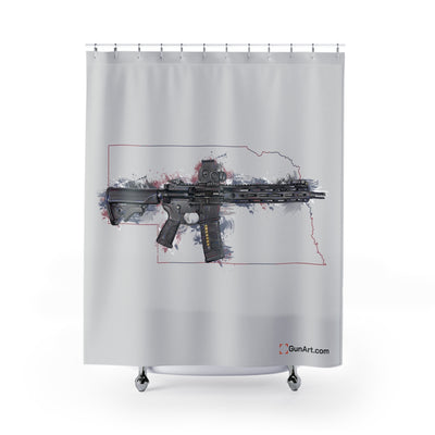 Defending Freedom - Nebraska - AR-15 State Shower Curtains - Colored State