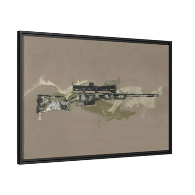 The Harvester - Long Range Hunting Rifle Painting (Minimal) - Black Framed Wrapped Canvas - Value Collection