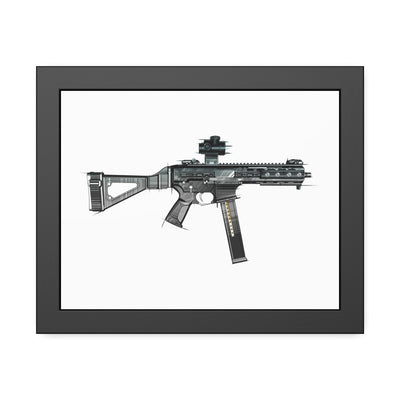 .45 Cal SMG Painting - Just The Piece - Black Frame - Value Collection