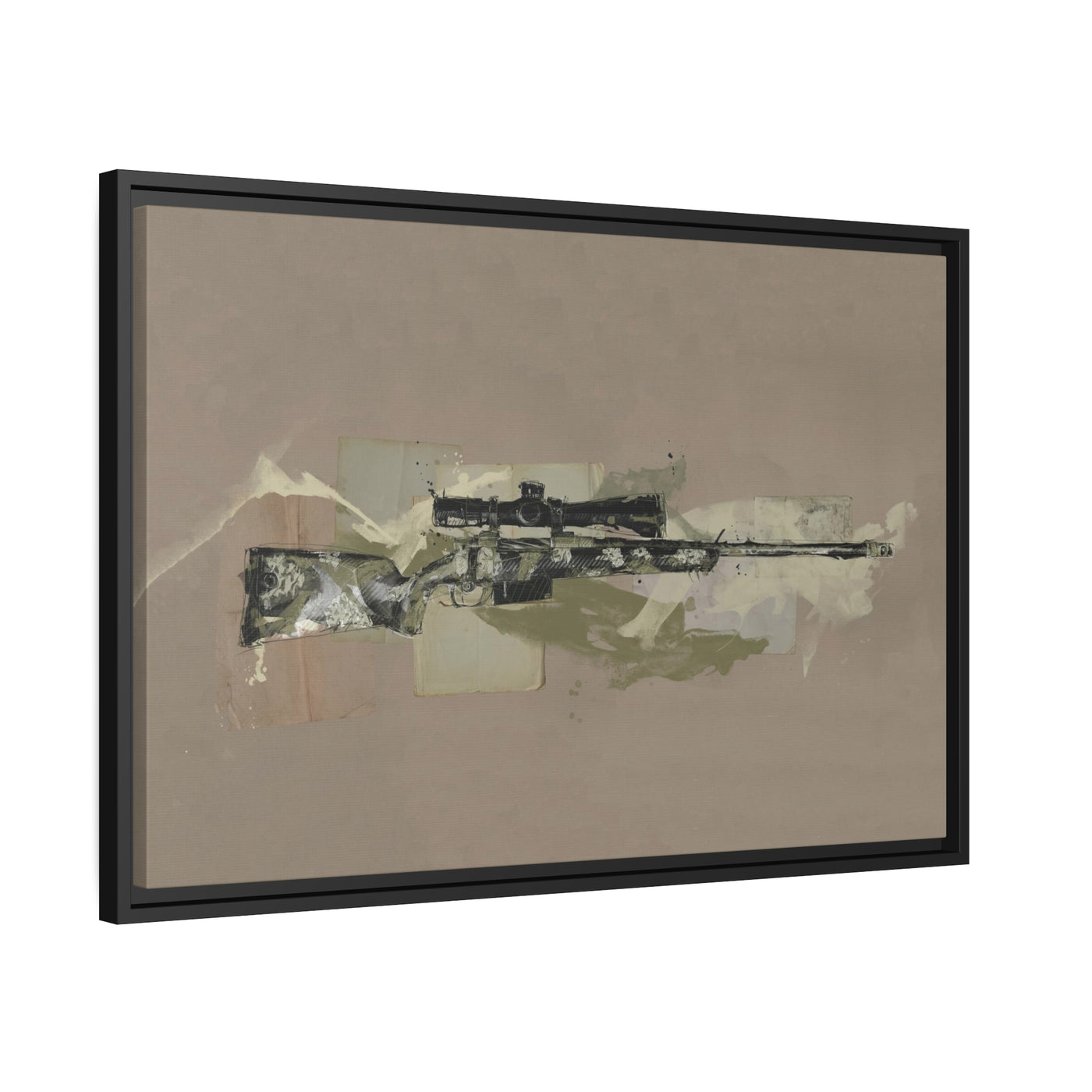 The Harvester - Long Range Hunting Rifle Painting - Black Framed Wrapped Canvas - Value Collection