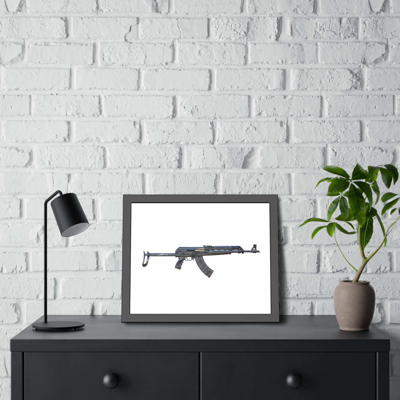 The Paratrooper AK-47 Painting - Just The Piece - Black Frame - Value Line