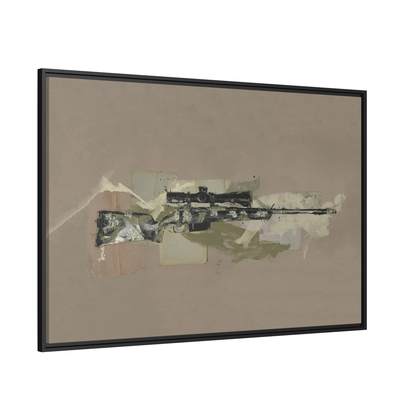 The Harvester - Long Range Hunting Rifle Painting - Black Framed Wrapped Canvas - Value Collection