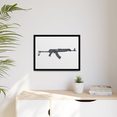 The Paratrooper AK-47 Painting - Just The Piece - Black Framed Wrapped Canvas - Value Collection