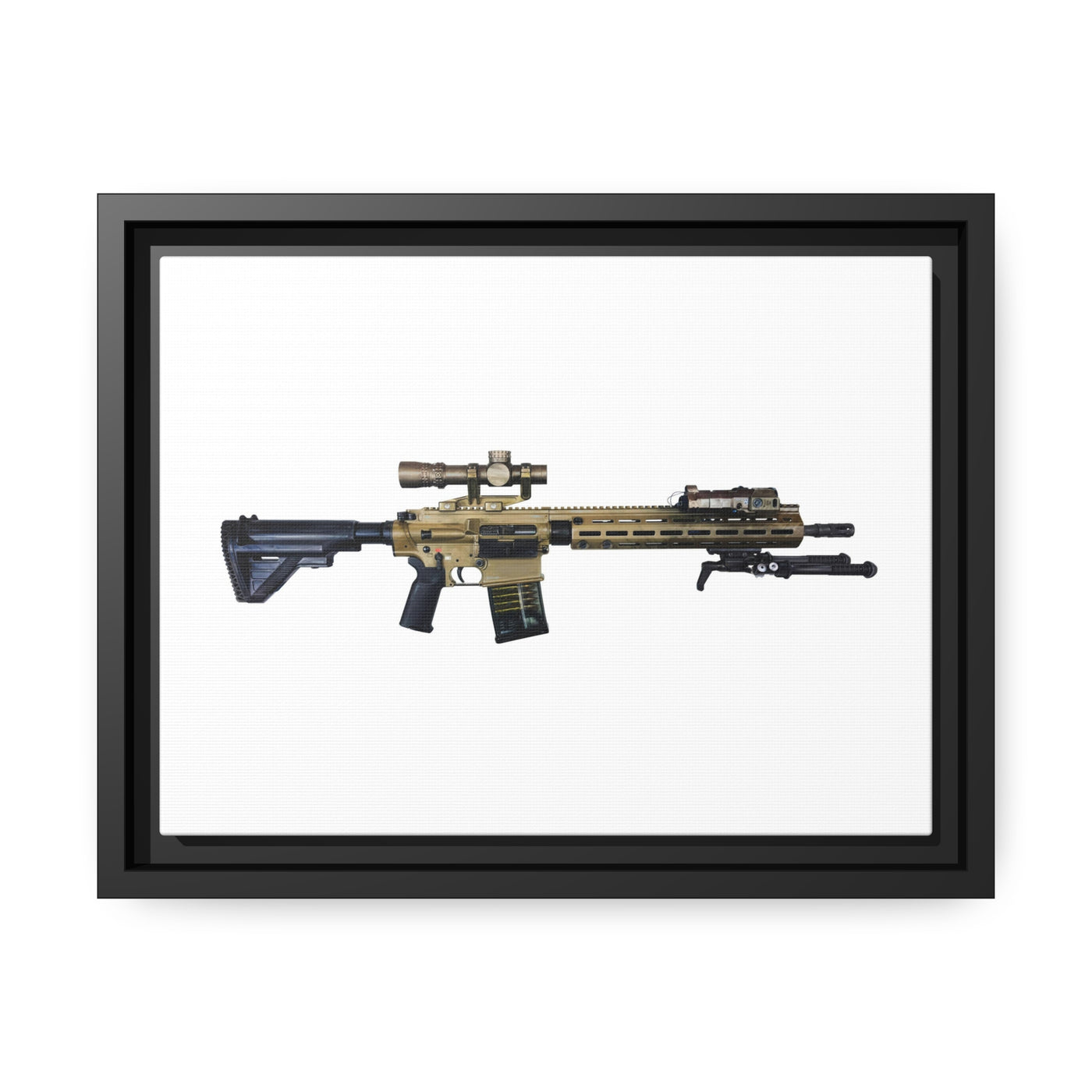 German 7.62x51mm AR10 Battle Rifle Painting - Just The Piece - Black Framed Wrapped Canvas - Value Collection