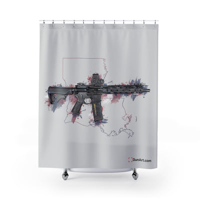 Defending Freedom - Louisiana - AR-15 State Shower Curtains - Colored State