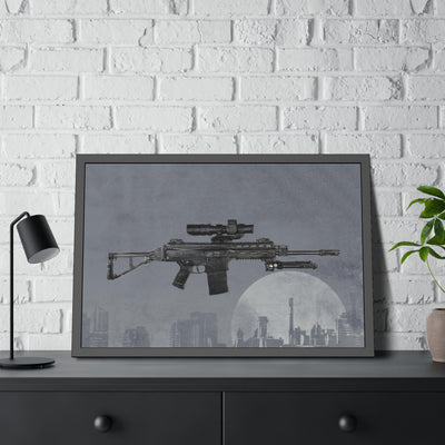 The Urban Sniper Painting - Grey Background - Black Frame - Value Collection