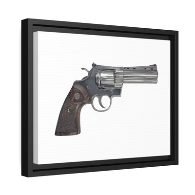 Wood & Stainless .357 Magnum Revolver Painting - Just The Piece - Black Framed Wrapped Canvas - Value Collection