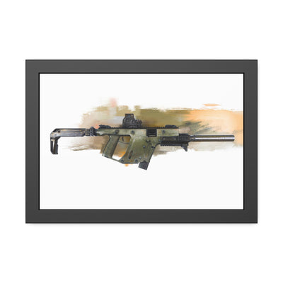 The Vindicator - Suppressed SMG Painting - Yellow Background - Black Frame - Value Collection