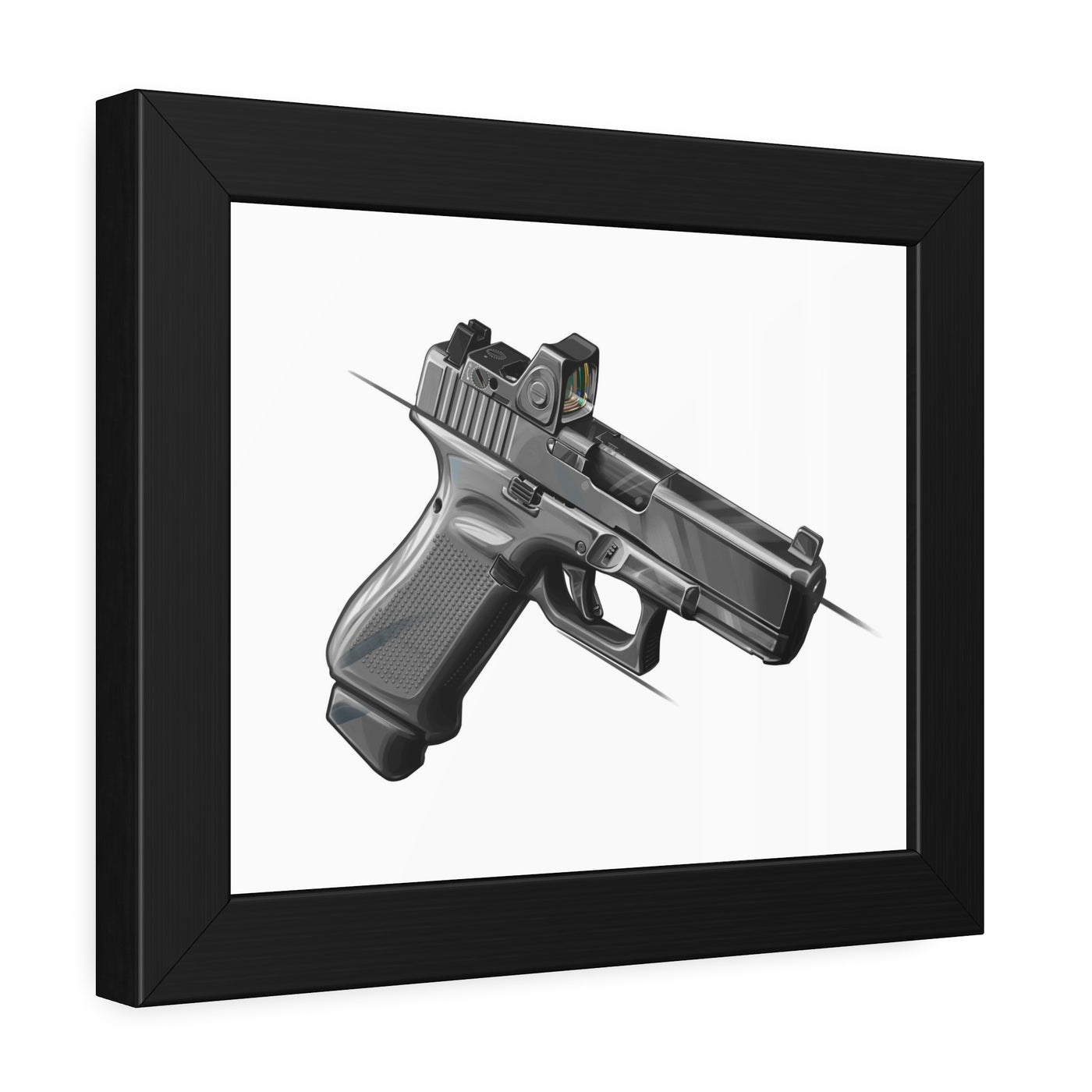 The Last Resort - OG Grey Poly Pistol Painting - Just The Piece - Black Frame - Value Collection