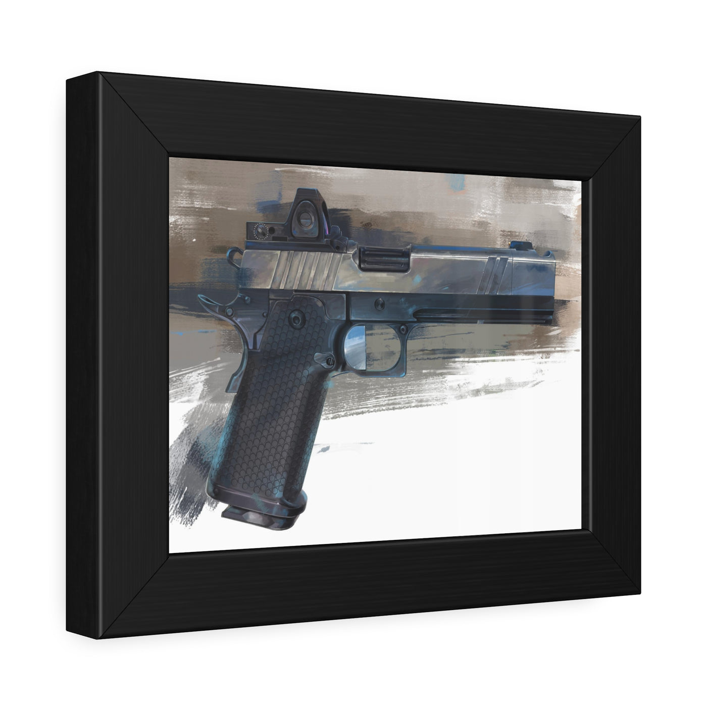 2011 Charlie - Pistol Painting - Brown Background - Black Frame - Value Collection