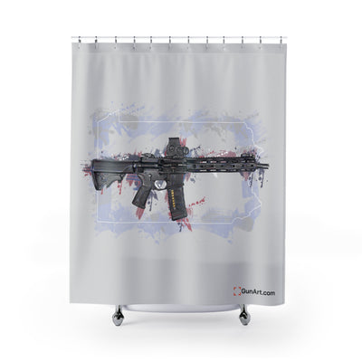 Defending Freedom - Pennsylvania - AR-15 State Shower Curtains - White State