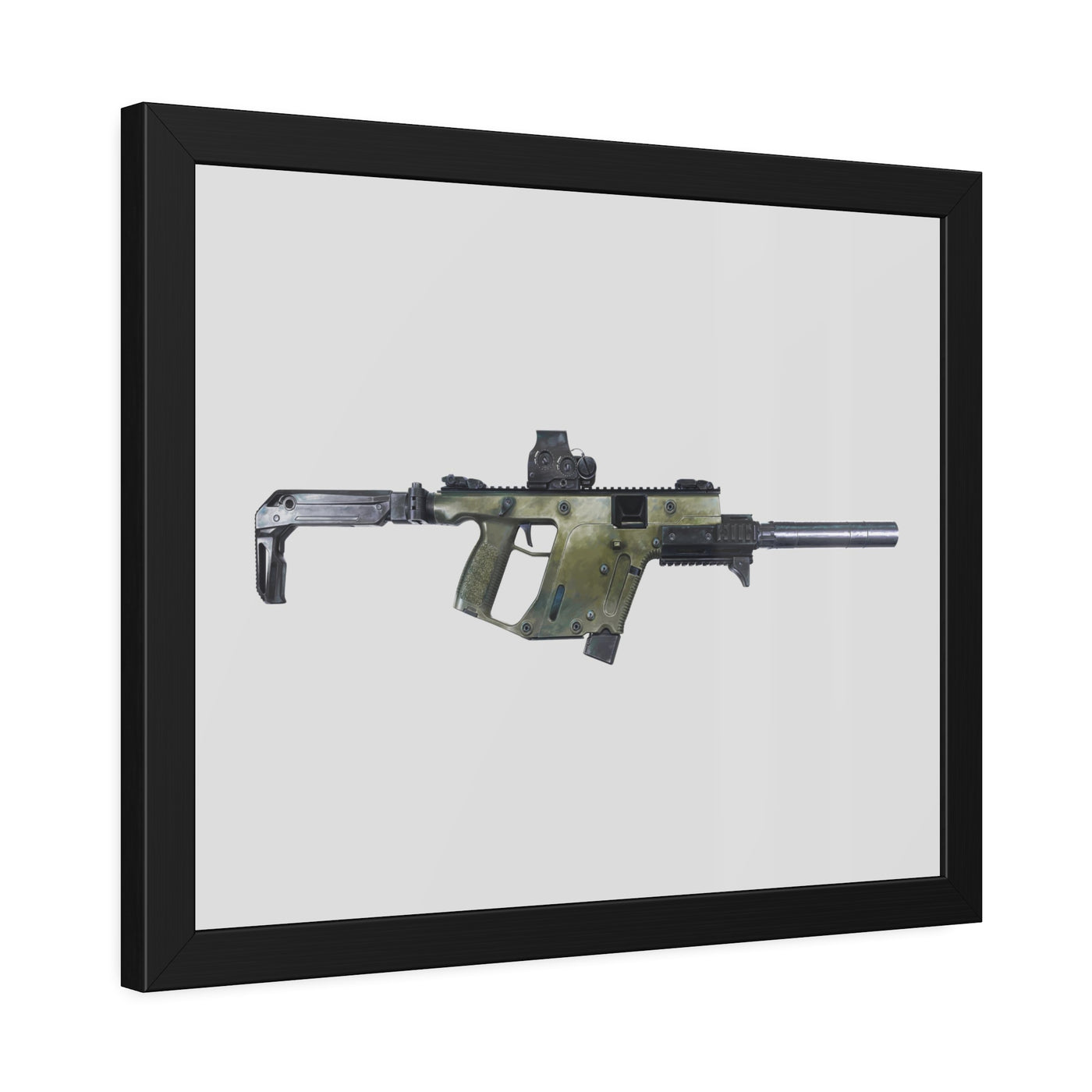 The Vindicator - Suppressed SMG Painting - Just The Piece - Black Frame - Value Collection