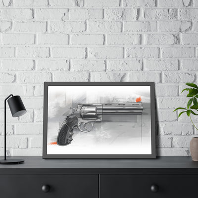 Stainless .44 Mag Revolver Painting - Black Frame - Value Collection