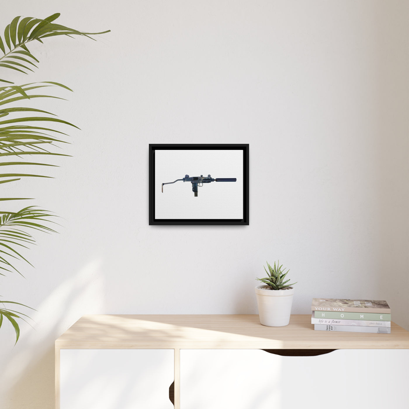 The Miniature Menace - Full Auto Subgun Painting - Just The Piece - Black Framed Wrapped Canvas - Value Collection