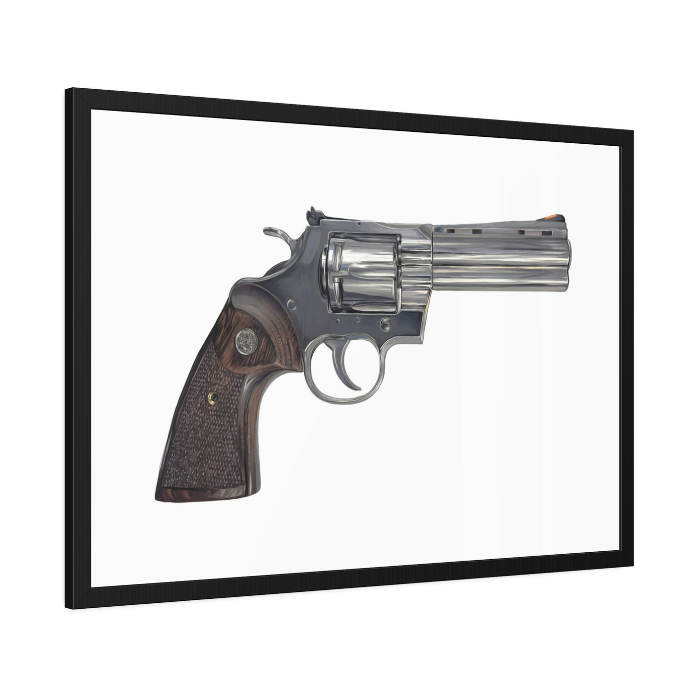 Wood & Stainless .357 Magnum Revolver Painting - Just The Piece - Black Frame - Value Collection