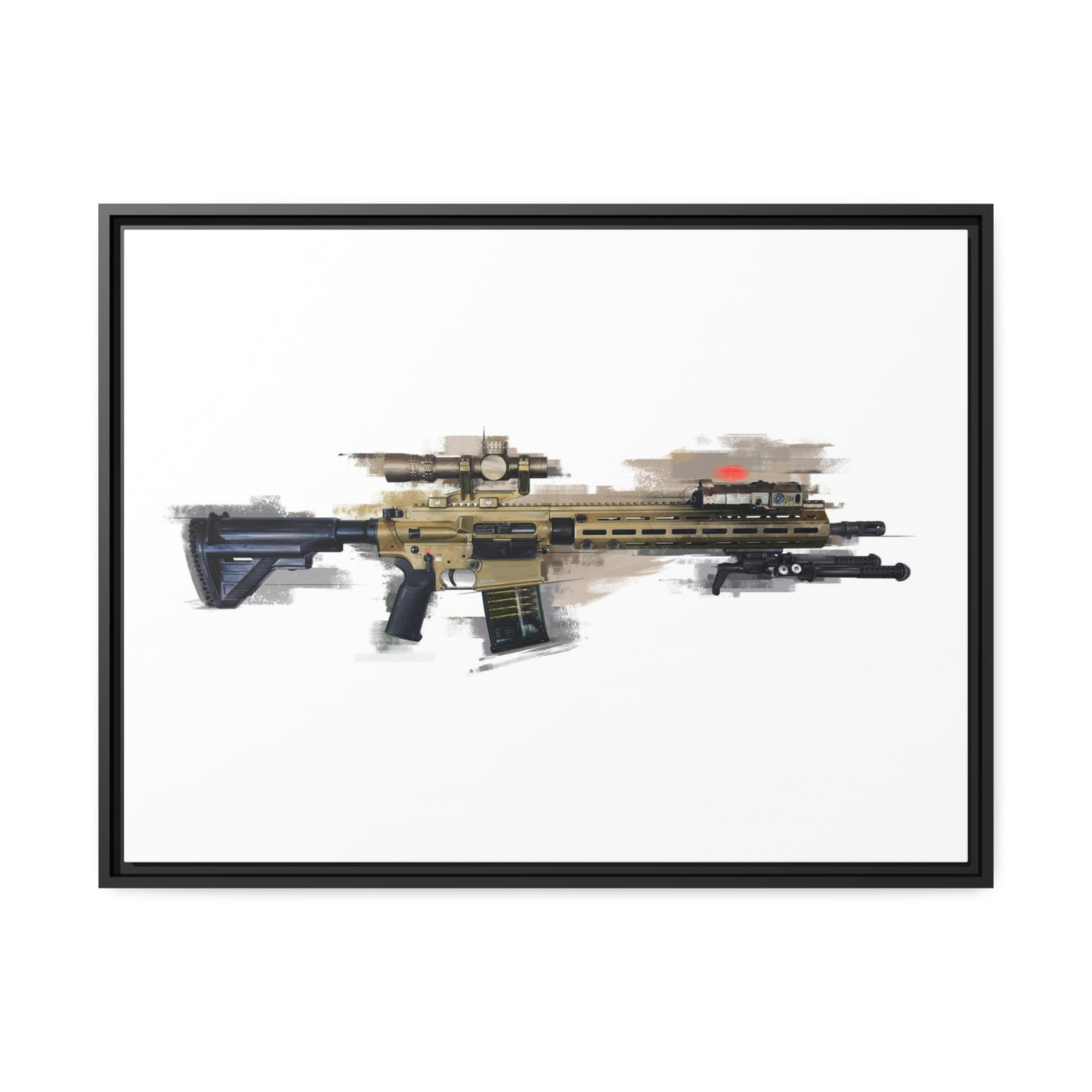 German 7.62x51mm AR10 Battle Rifle Painting - Black Framed Wrapped Canvas - Value Collection