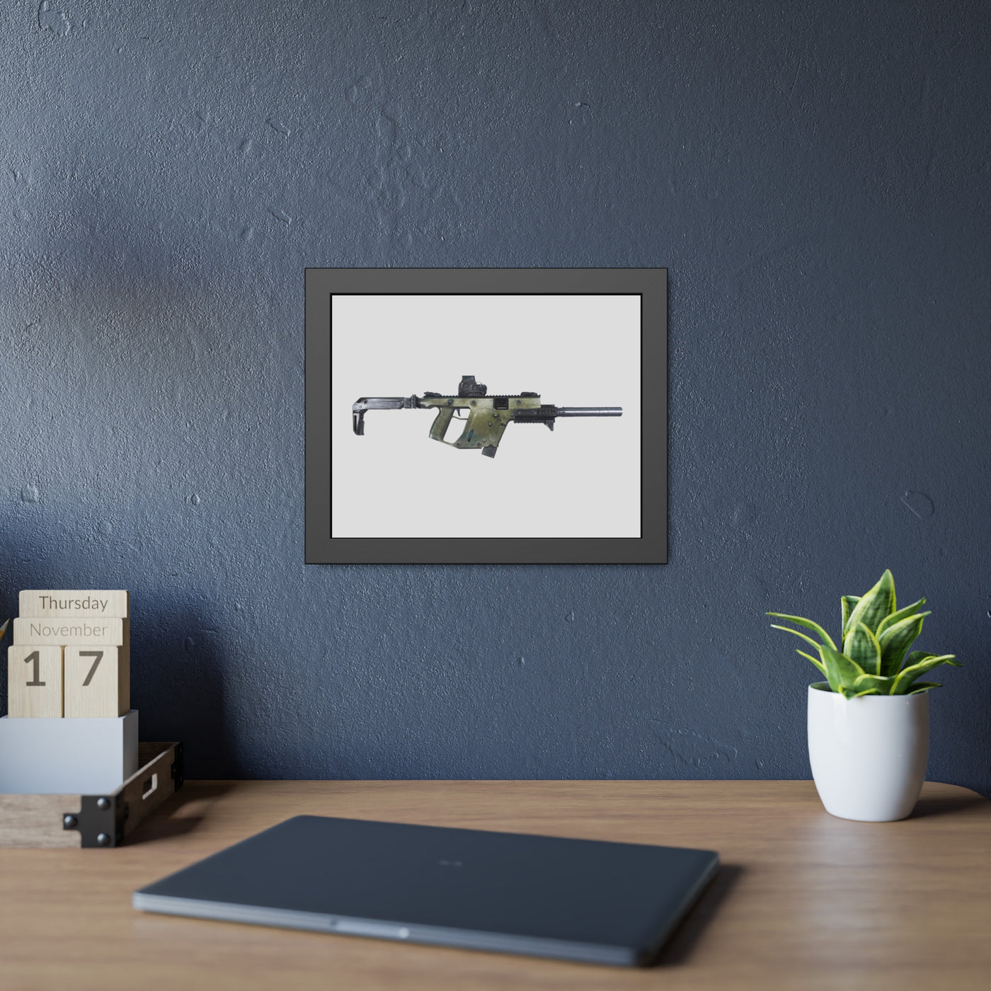 The Vindicator - Suppressed SMG Painting - Just The Piece - Black Frame - Value Collection