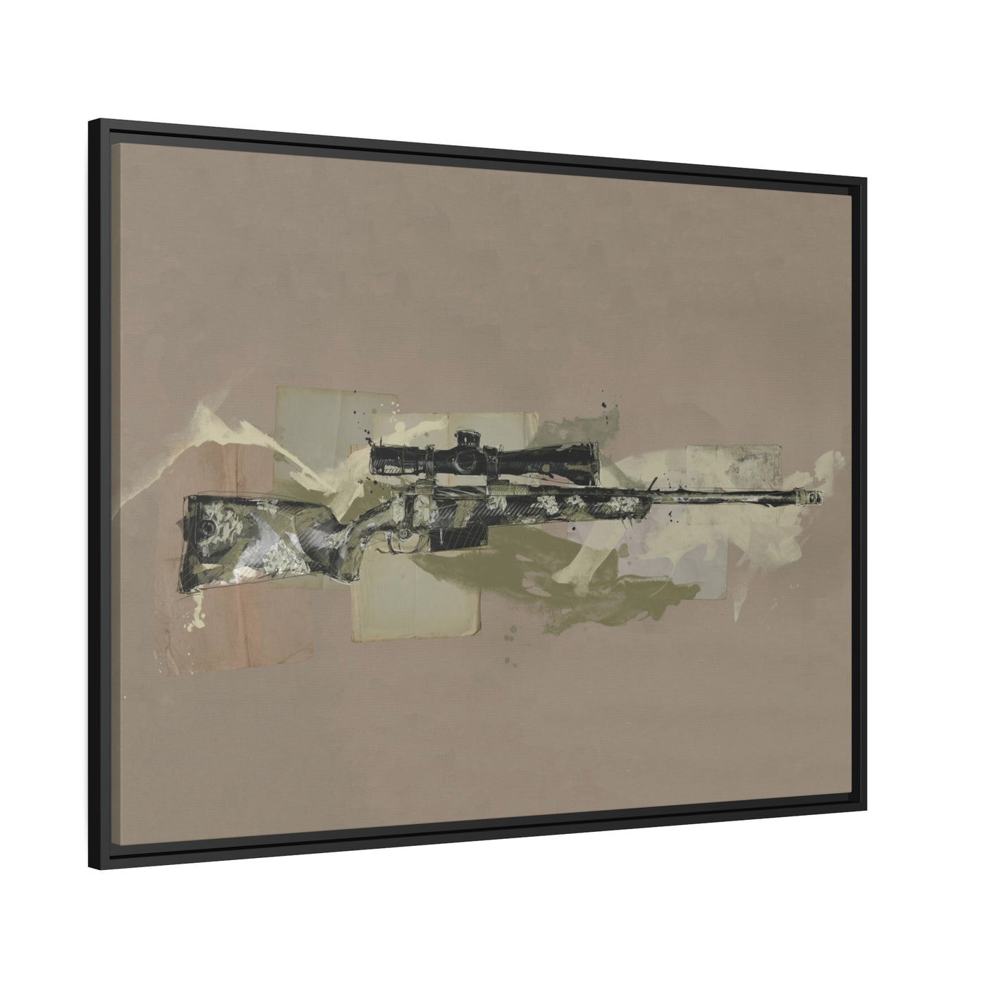 The Harvester - Long Range Hunting Rifle Painting - Black Framed Wrapped Canvas - Value Collection