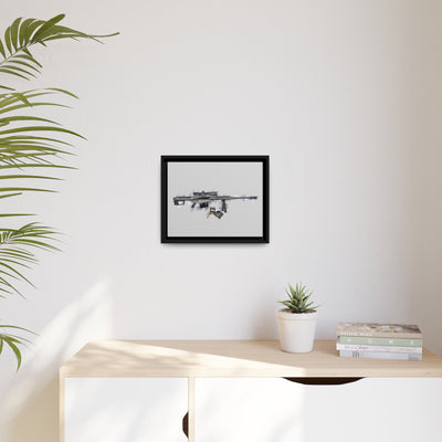 The Long-Range Legend - .50 Cal BMG Rifle Painting - Blue Accents - Black Framed Wrapped Canvas - Value Collection