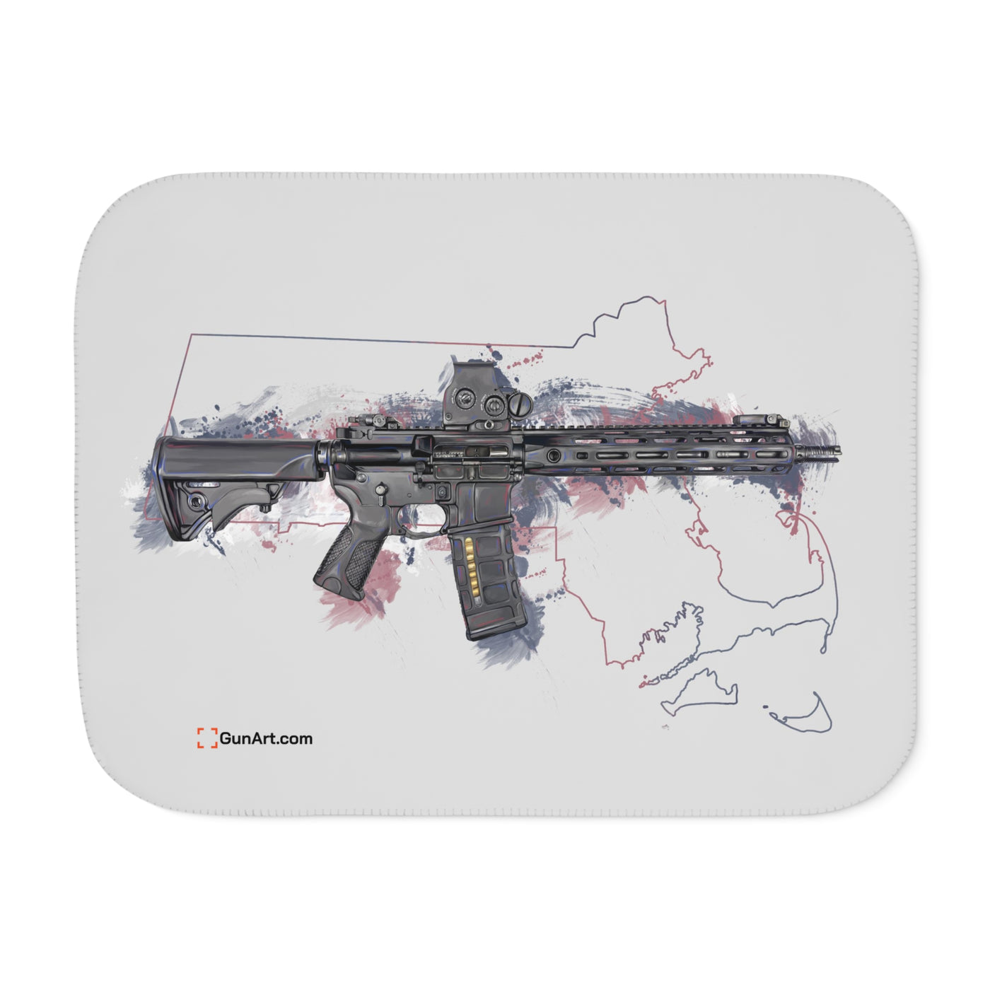 Defending Freedom - Massachussetts - AR-15 State Sherpa Blanket - Colored State