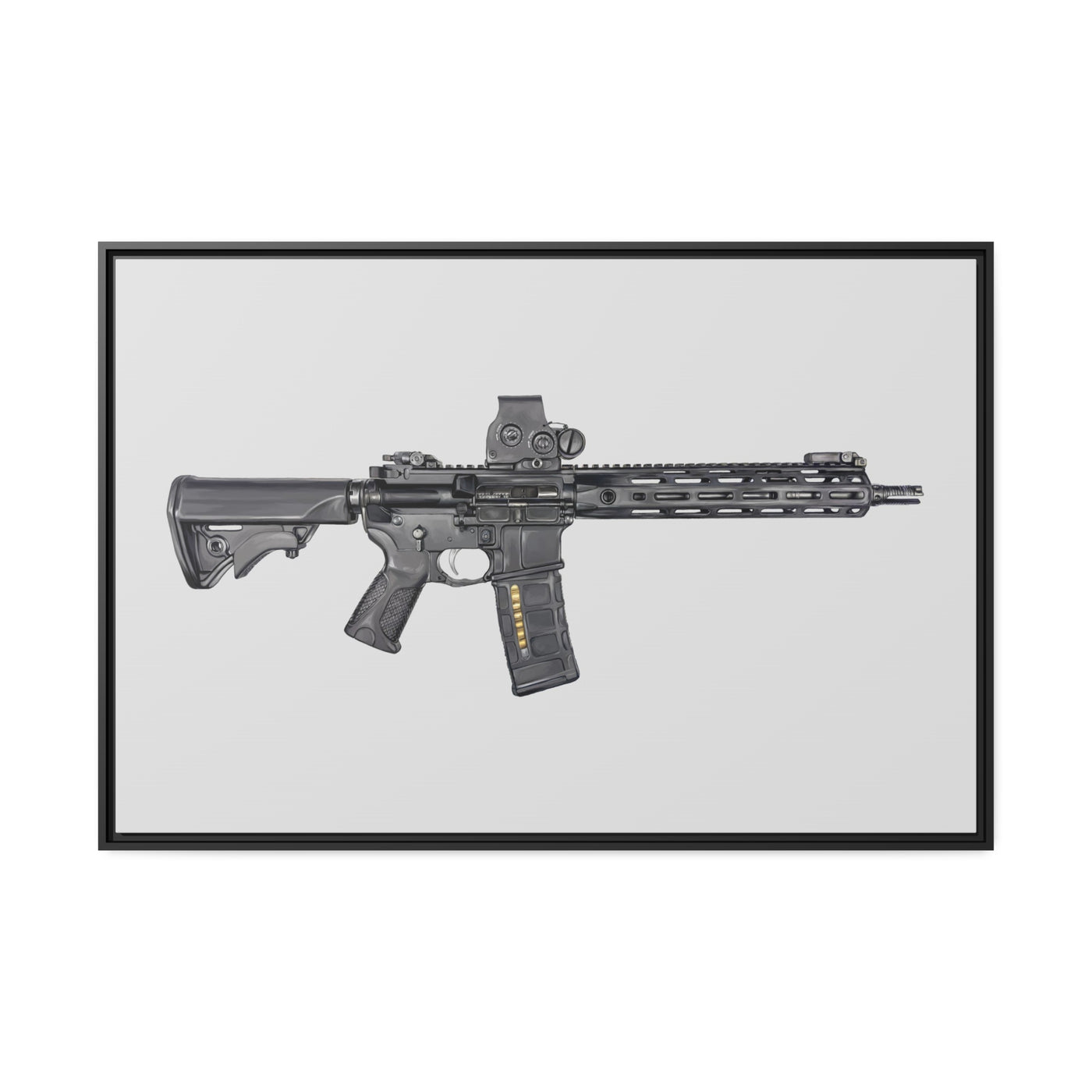 Defending Freedom - AR-15 State Painting - Just The Piece - Black Framed Wrapped Canvas - Value Collection