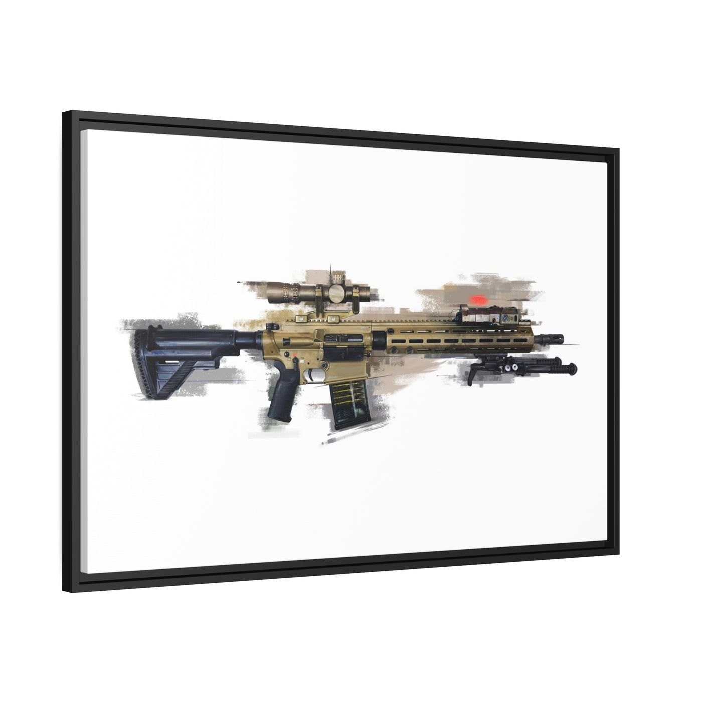 German 7.62x51mm AR10 Battle Rifle Painting - Black Framed Wrapped Canvas - Value Collection