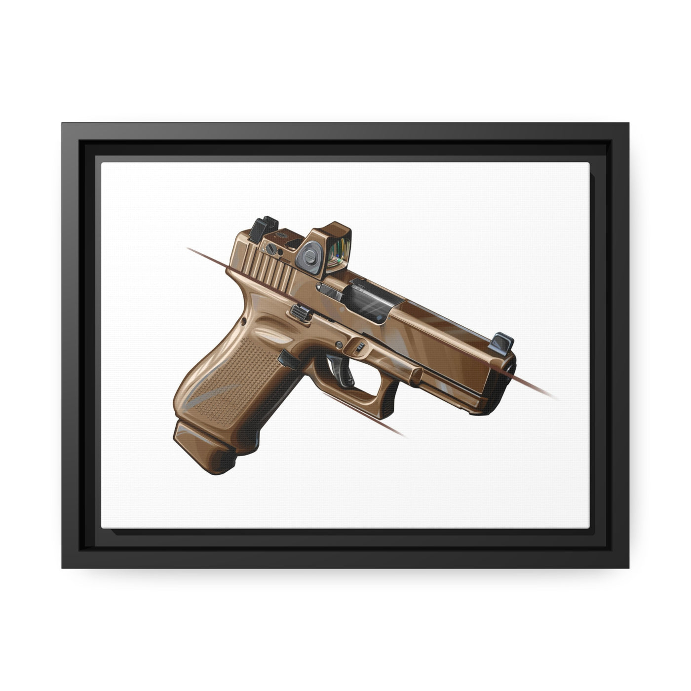 The Last Resort - OG Tan Poly Pistol Painting - Just The Piece - Black Framed Wrapped Canvas - Value Collection